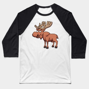 Happy Cartoon Moose Baseball T-Shirt